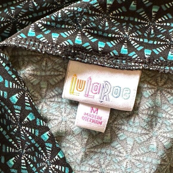 Lularoe Maxi Skirt Teal Black Medium Comfy Stretch Lagenlook - Picture 3 of 6